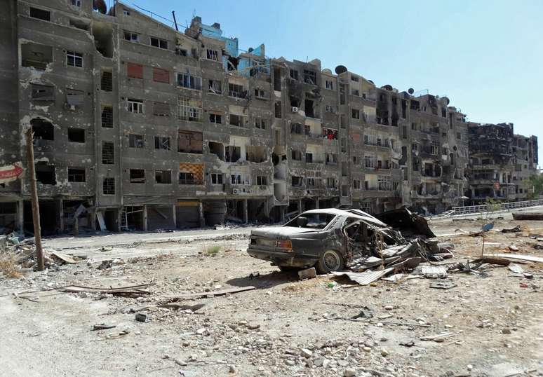 Zamalka, subúrbio da capital Damasco: devastação em meio à guerra civil síria