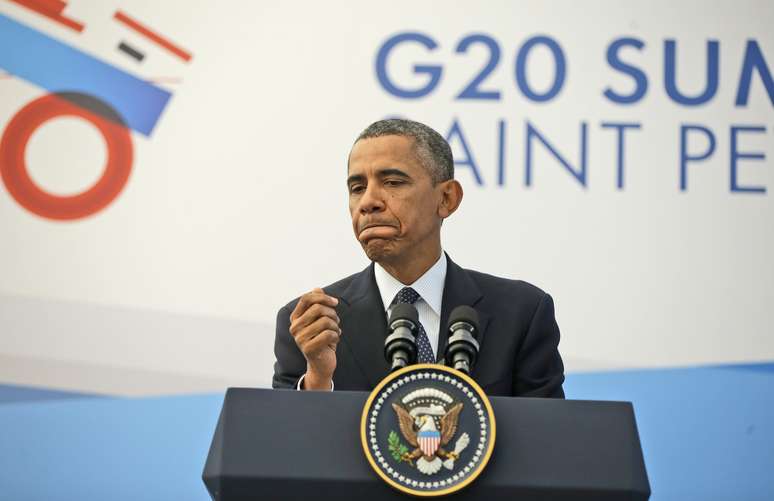 <p>Barack Obama concedeu entrevista coletiva durante encontro do G20 na Rússia</p>