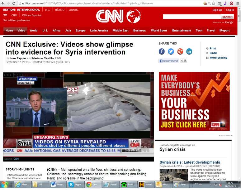 Imagens de ataque com armas químicas na Síria foram divulgadas pela CNN