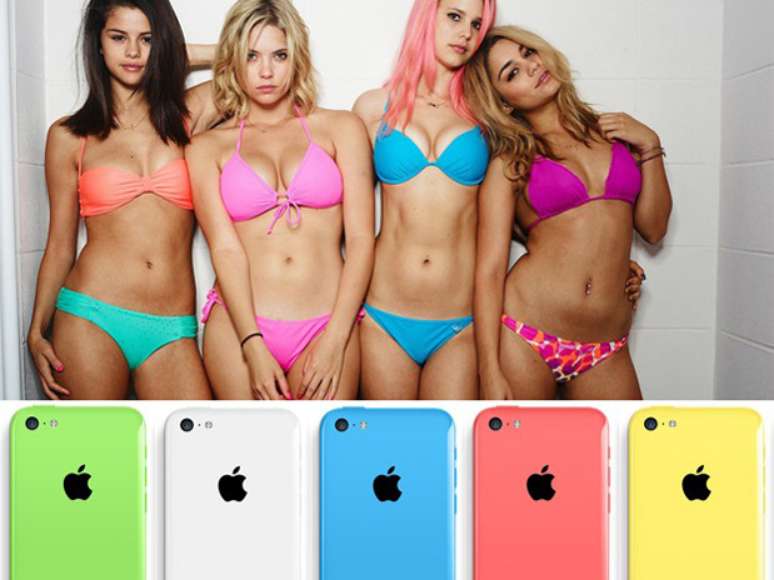 <p>Elenco do filme <em>Spring Breakers</em> - Garotas Perigosas e as cores do iPhone 5C</p>