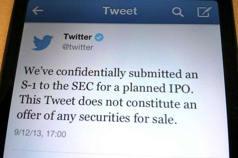 Twitter anunciou pela rede de microblogs desejo de abrir capital 