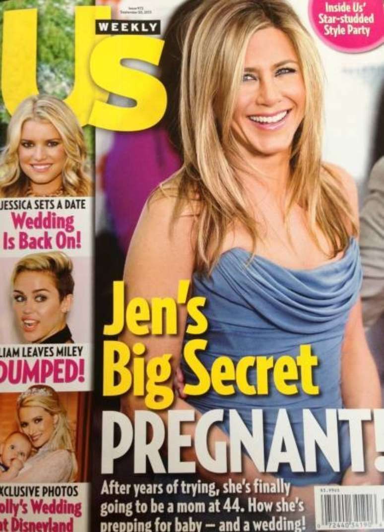 <p>A not&iacute;cia sobre a suposta gravidez da atriz estampou a capa da revista &#39;US Weekly&#39;</p>
