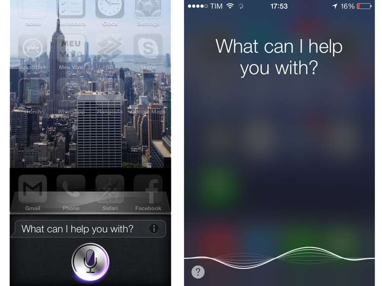 <p>Lado a lado, versão do Siri no iOS 6 e o novo assistente pessoal de voz no iOS 7, lançado em setembro deste ano</p>