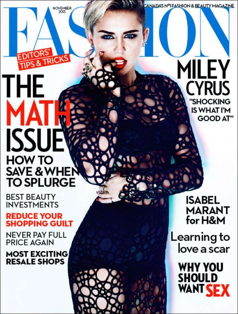 Miley Cyrus estampa a edição de novembro da revista