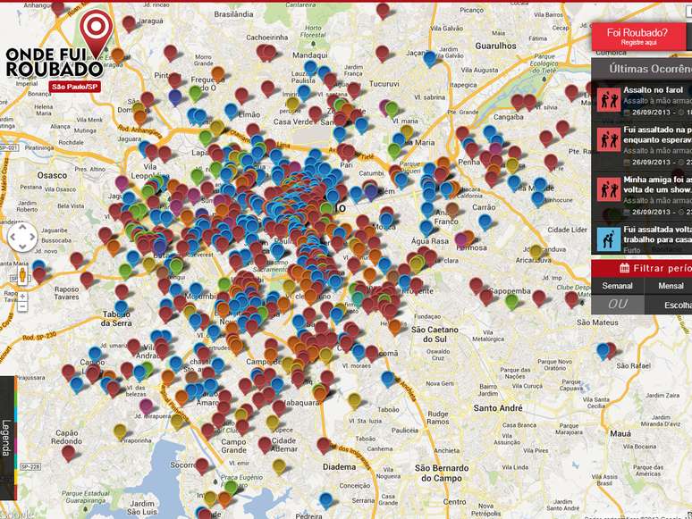 <p>Onde Fui Roubado permite registrar assaltos e arrombamentos, e oferece mapa de periculosidade</p>