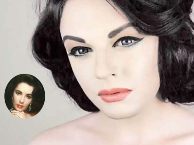 <p>Joseph Harwood fez maquiagem inspirada em Elizabeth Taylor</p>