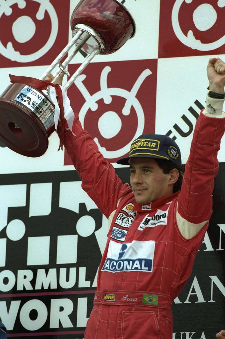 <p>Com um carro menos competitivo que as Williams, Senna venceu o GP do Japão (foto) antes de chegar à Austrália; em Sydney, foi pole e venceu pela última vez na carreira</p>