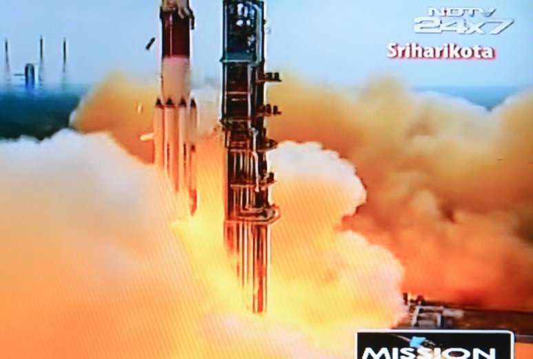 Rede de televisão registrou o lançamento do foguete que leva a primeira missão indiana a Marte