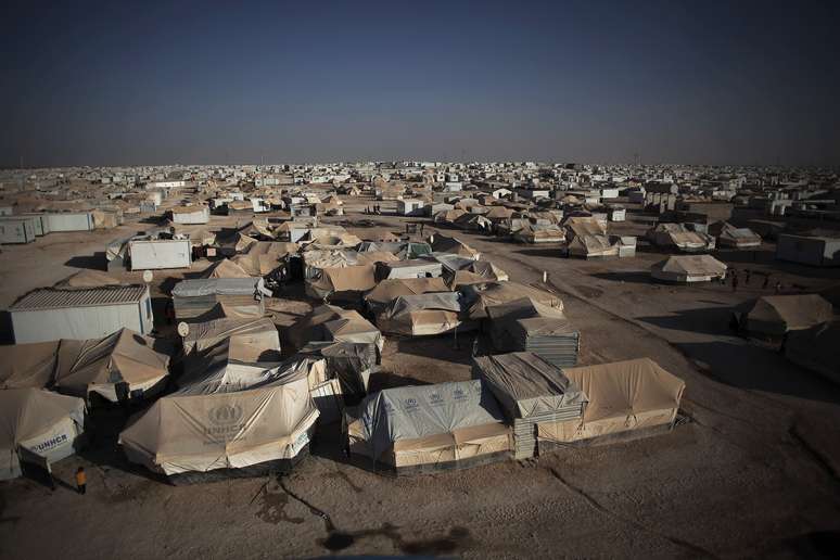 Vis&atilde;o geral do campo de Za'atari, casa de 120 mil refugiados