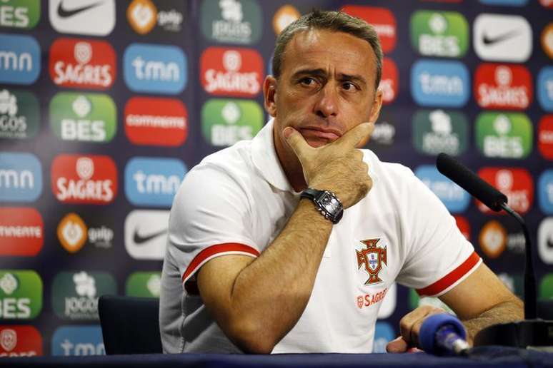 Técnico da seleção de futebol de Portugal, Paulo Bento, durante coletiva de imprensa em Foxborough, no Estado de Massachusetts, EUA. Bento convocou o meio-campista Willliam Carvalho, do Sporting, além de Fabio Coentrão e João Pereira, que têm sofrido com lesões, para enfrentar a Suécia na repescagem para Copa do Mundo de 2014. 9/10/2013.