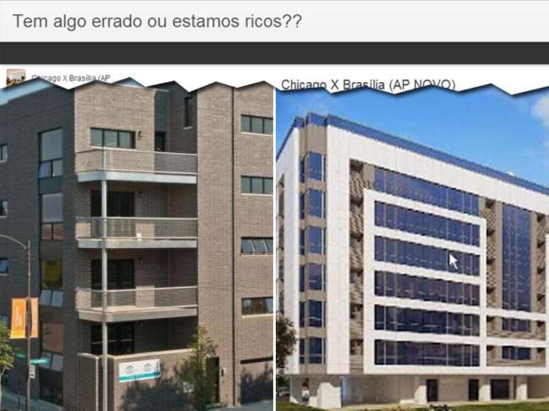 Apartamento em Chicago (esquerda) custa menos que imóvel em Brasília (direita)