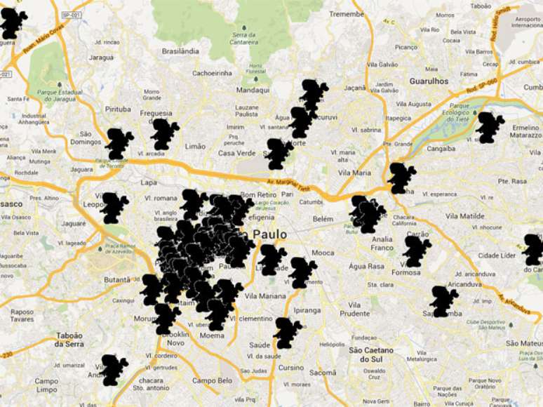 <p>Mapa mostra pontos em que obras estão expostas na capital</p>