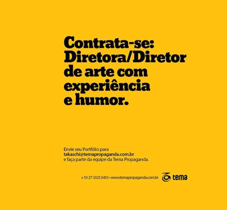 No segundo an&uacute;ncio, ag&ecirc;ncia pedia Diretor/Diretora com "experi&ecirc;ncia e humor"