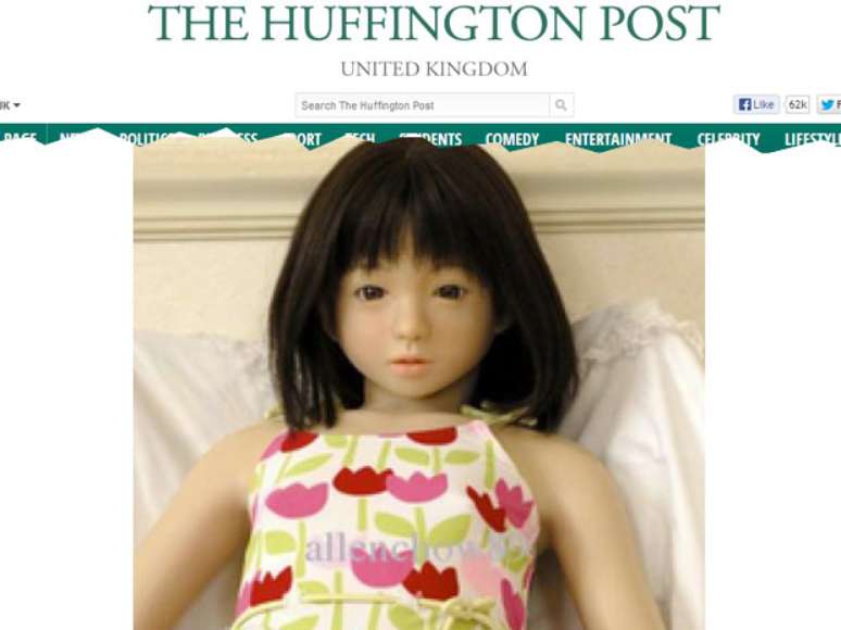 <p>Site descreve produto como "boneca jovem e bela para homens"; a aparência do objeto é de uma menina de no máximo 10 anos</p>