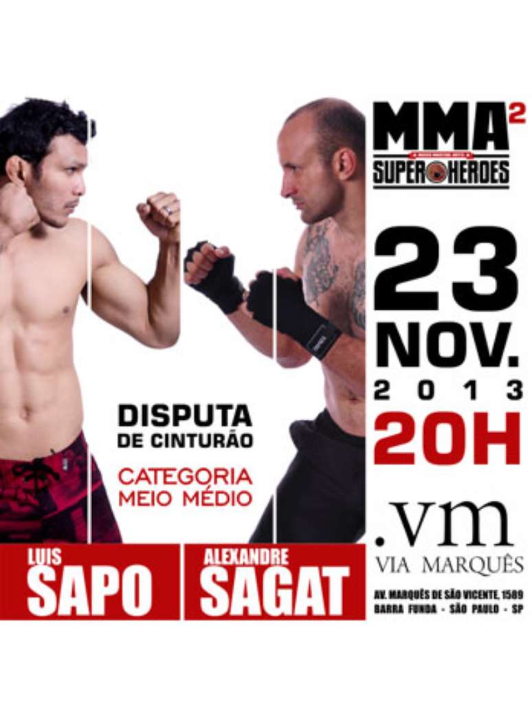 Luta entre Luis "Sapo" Santos e Alexandre "Sagat" é destaque do MMA Super Heroes 2