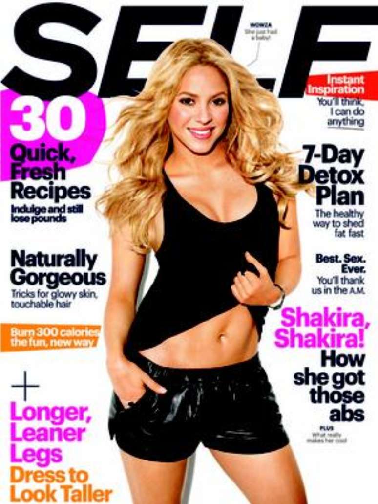 <p>Meses após dar à luz, Shakira exibia barriga tanquinho em capa da revista Self</p>