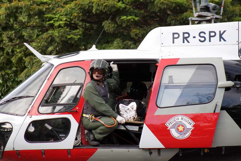 A vítima foi socorrida pelo helicóptero Águia da Polícia Militar