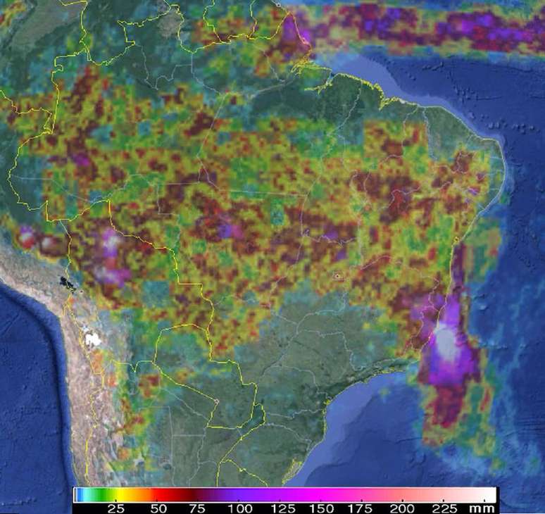 Imagens de satélite da Nasa apontam alto volume de chuvas no litoral capixaba