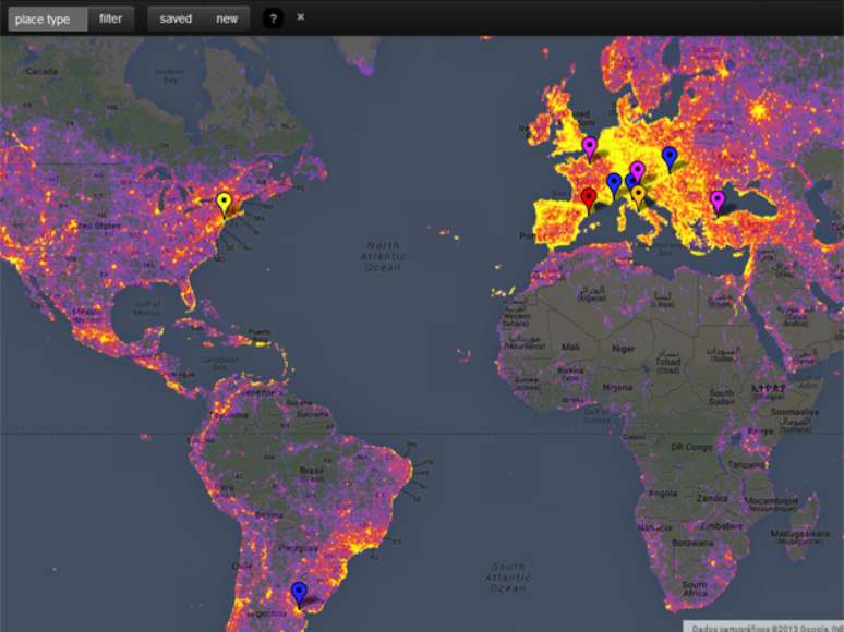 <p>Mapa-m&uacute;ndi mostra os lugares onde as pessoas mais fotografam</p>