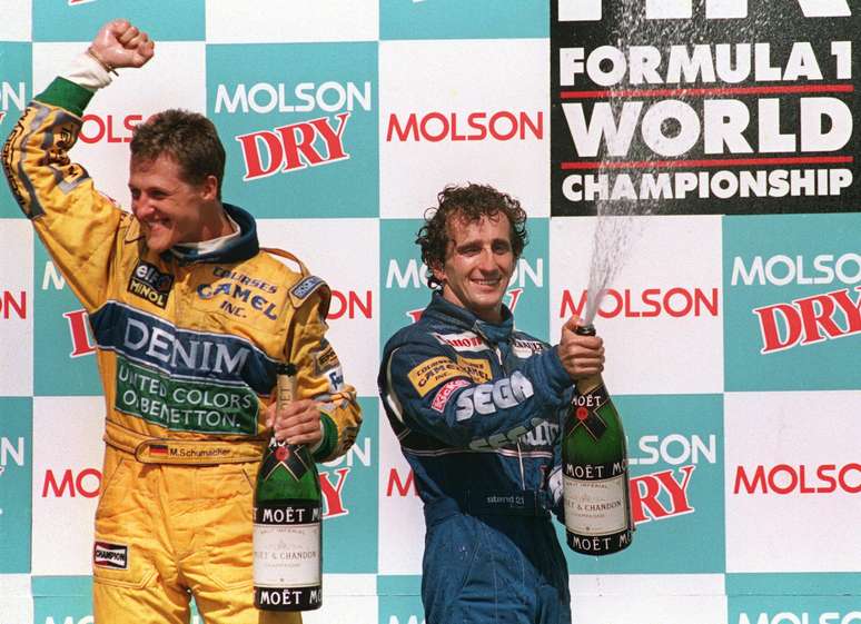 <p>Schumacher e Prost competiram juntos na F1 em 1992 e 1993</p>