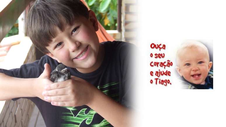 Tiago, hoje saud&aacute;vel, com 9 anos de idade