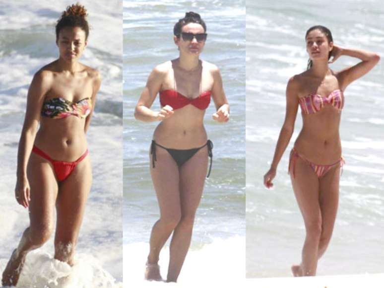 F&atilde;s do bom e velho tomara-que-caia, famosas como Sheron Menezzes, Bianca Bin e Sophie Charlotte mostraram a boa forma com o modelo nas praias  