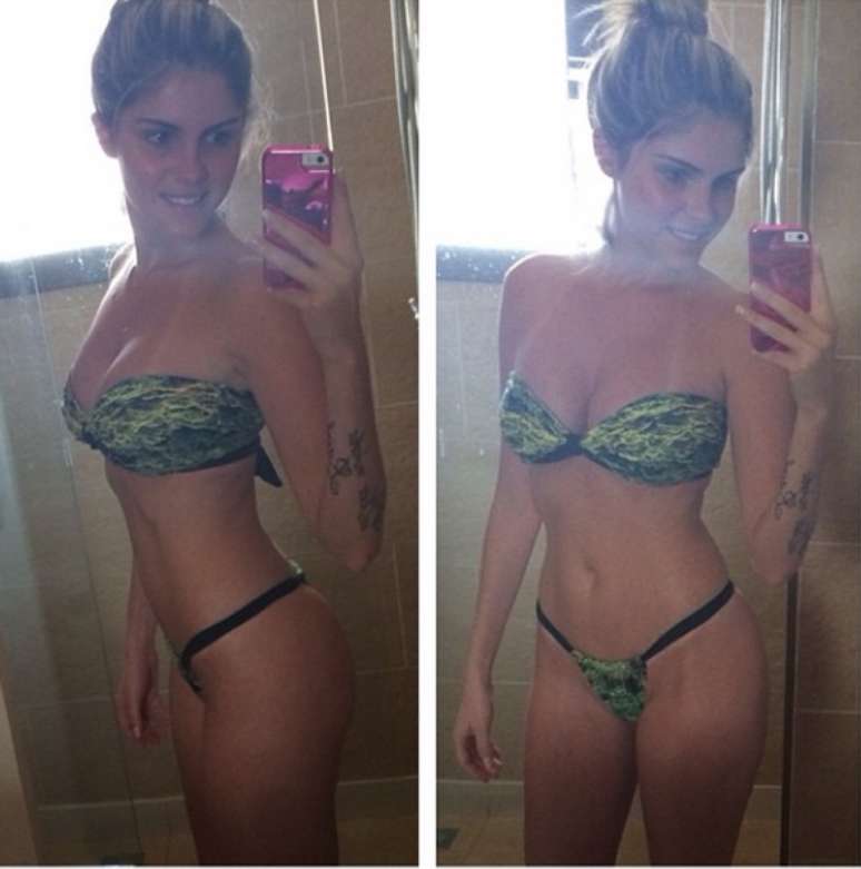 <p>B&aacute;bara Evans usou o Instagram para mostrar o corpo em &oacute;tima forma e comemorar os resultados dos exerc&iacute;cios f&iacute;sicos: &quot;muay thai dando resultados&quot;, escreveu ela na legenda</p>