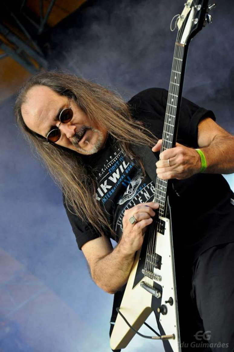 <p>Aguirra fundou a banda Golpe de Estado e também fez parte do Harppia, nos anos 1980</p>