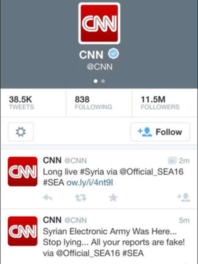 Hackers postaram mensagem no Twitter da 'CNN'