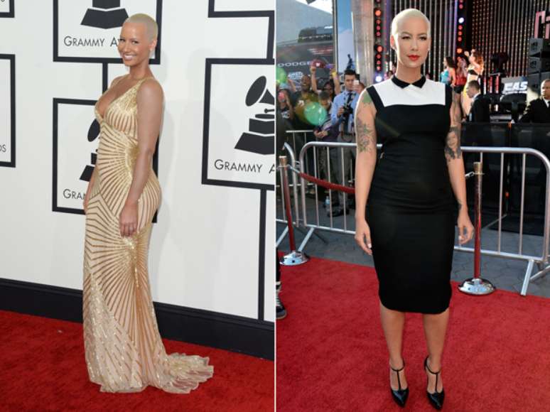 A modelo escondeu as tatuagens dos bra&ccedil;os com maquiagem durante o Grammy