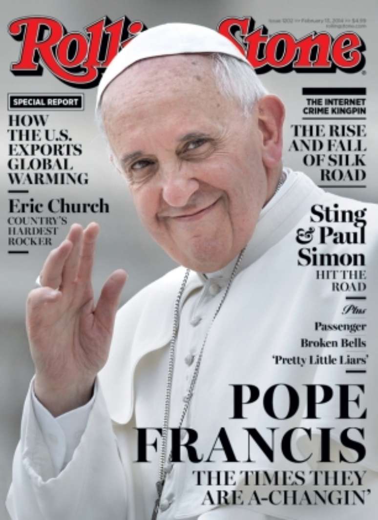 Capa da revista mostra imagem do Papa e referência a música de Bob Dylan