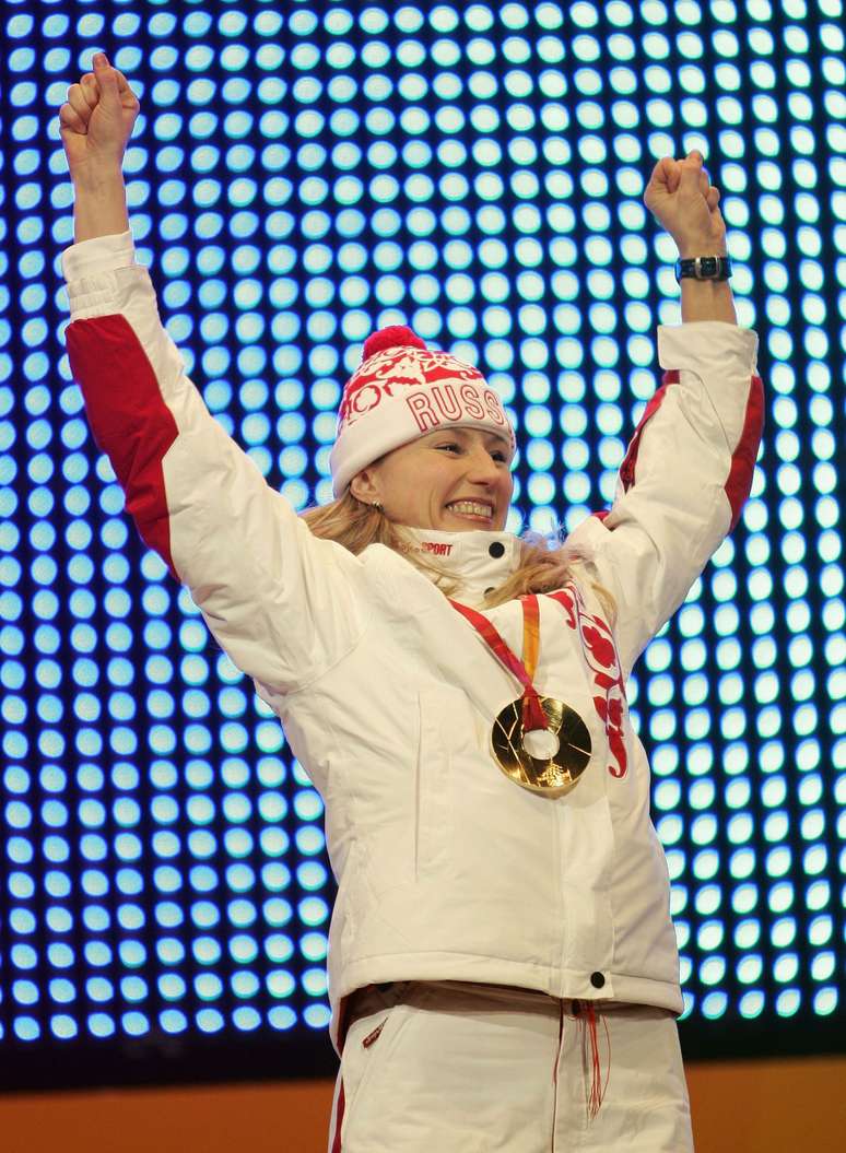 <p>SvetlanaZhurova levou o ouro nos Jogos de Inverno de 2006, em Turim</p>