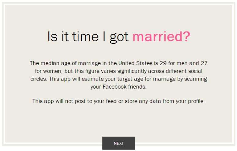 Baseado nas informações de amigos do Facebook, app calcula a data perfeita para se casar