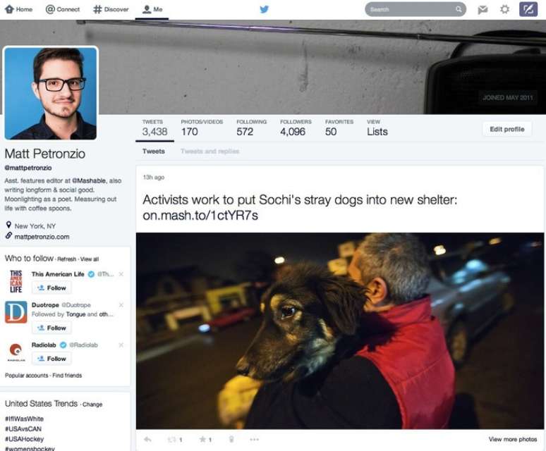 Novo perfil do Twitter destaca fotos e organiza os tweets em blocos