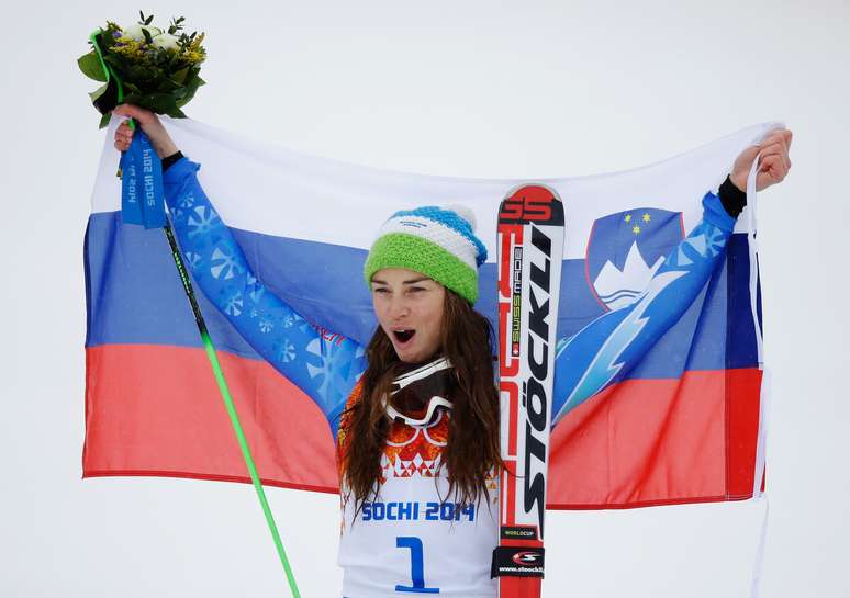 <p>Tina Maze conquistou seu segundo ouro nos Jogos Olímpicos de Inverno, dessa vez sem ter que dividir medalha</p>