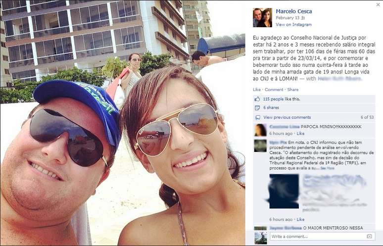 Juiz federal Marcelo Cesca "agradeceu" pelo Facebook os mais de 2 anos que está parado recebendo salário integral