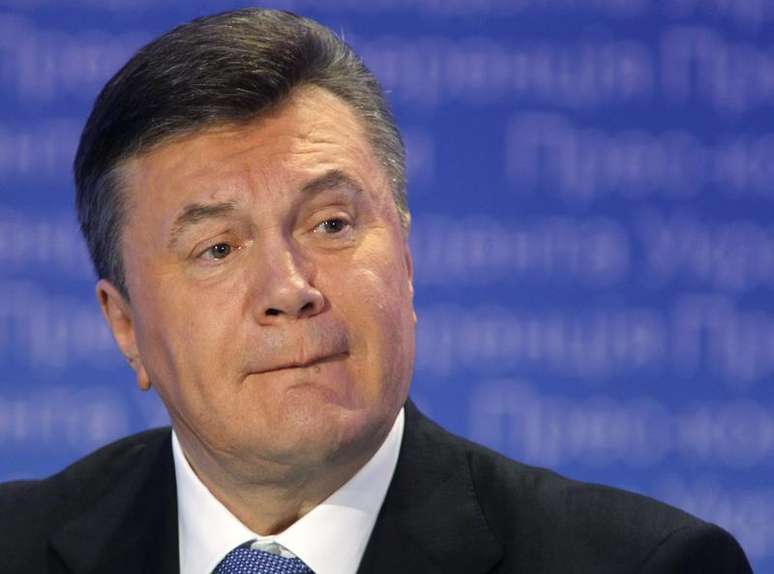 <p>&nbsp;Viktor Yanukovich&nbsp;durante coletiva de imprensa recente em Kiev</p>