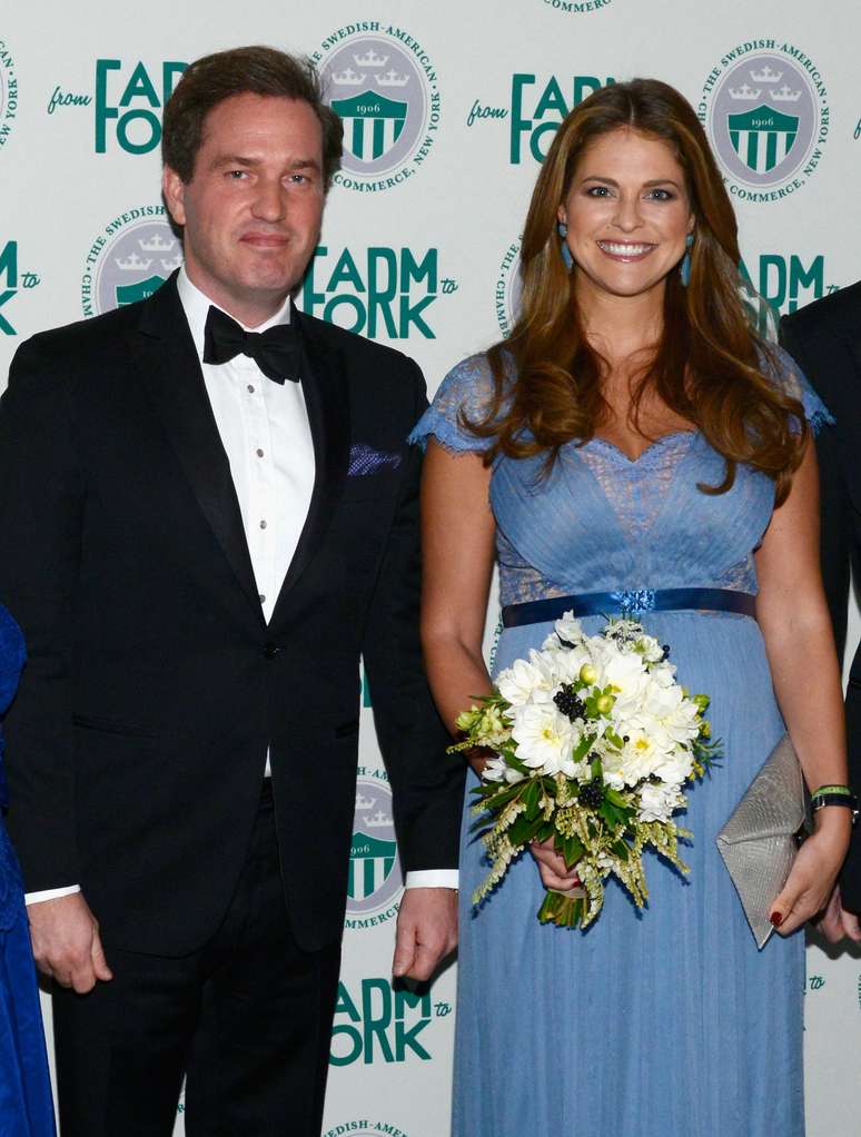 <p>Princesa Madeleine e o marido, o banqueiro Christopher O'Neill, durante evento em Nova Yorque, em outubro de 2013</p>