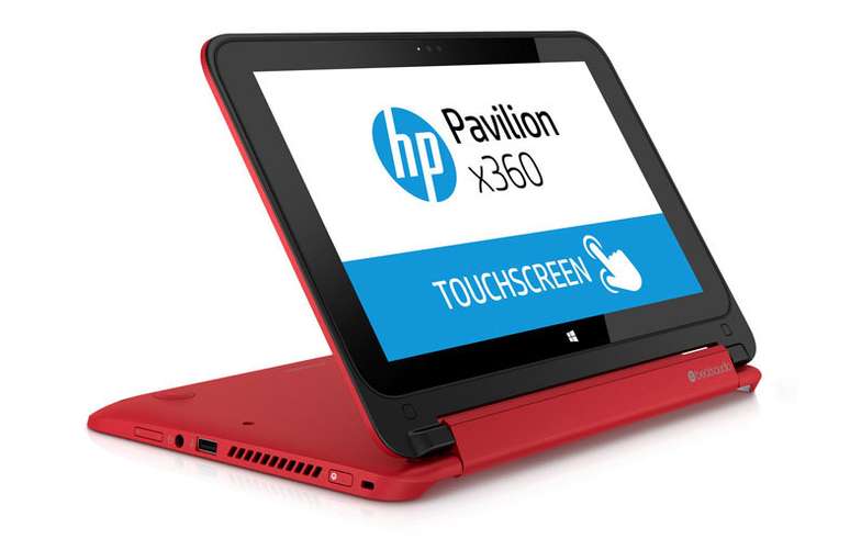 <p>O HP Pavilion x360 pode ficar apoiado na parte do teclado para facilitar a visualização de filmes e o chat de vídeo.</p>