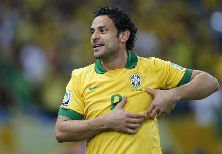 Atacante Fred ao comemorar gol marcado durante a final da Copa das Confederações contra a Espanha, no Maracanã, Rio de Janeiro. Scolari chamou nesta segunda-feira os atacantes Fred e Jô e o goleiro Jefferson para o amistoso de março contra a África do Sul, o último jogo da equipe antes da convocação para a Copa do Mundo. 30/06/2013.