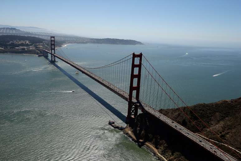 Vista aérea da ponte Golden Gate, em São Francisco, Califórnia, em setembro de 2013