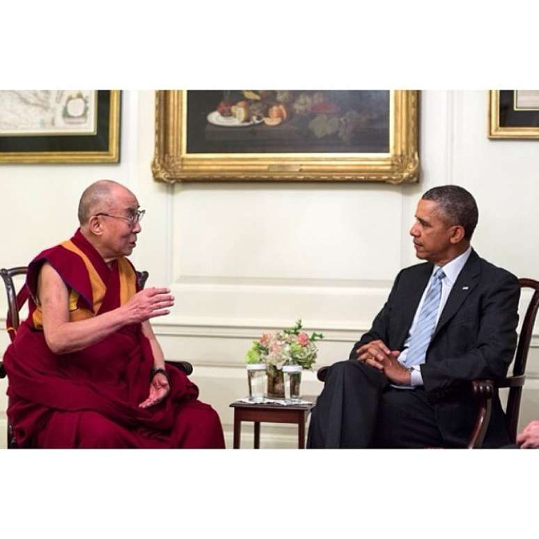 Presidente Barack Obama e Dalai Lama em conversa na Casa Branca