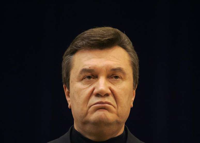 <p>Presidente deposto da Ucr&acirc;nia Viktor Yanukovich durante coletiva de imprensa quando ainda era primeiro-ministro, em Kiev</p>