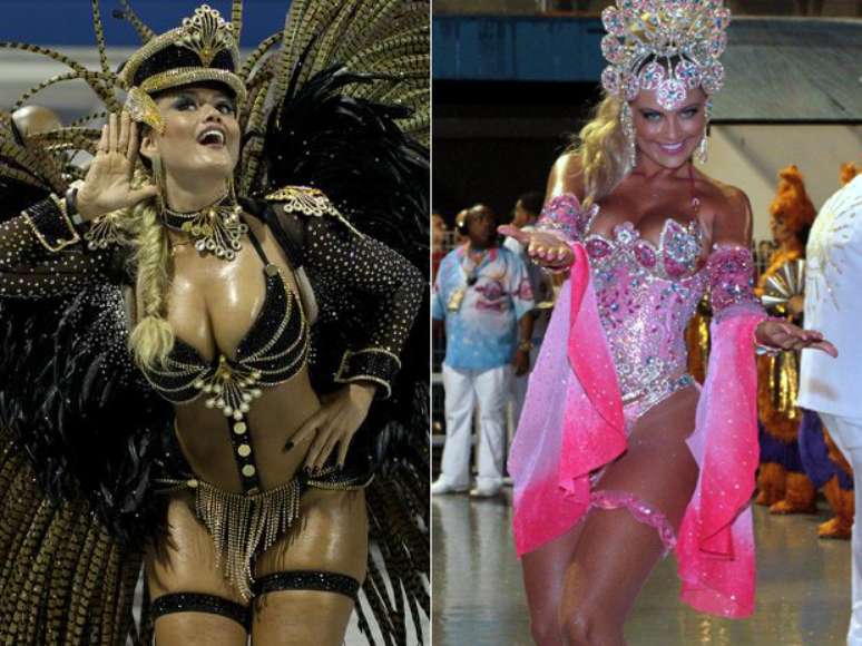 <p>De preto, Ellen Rocche mais 'cheinha' em 2013 e, neste ano, 8 kg mais magra</p>