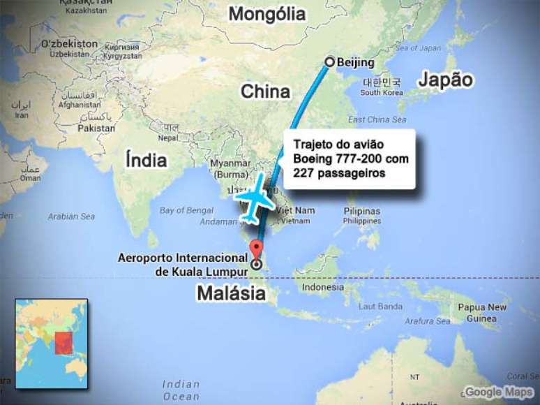 <p>O avi&atilde;o da Malaysia Airlines desapareceu com 239 pessoas a bordo</p>