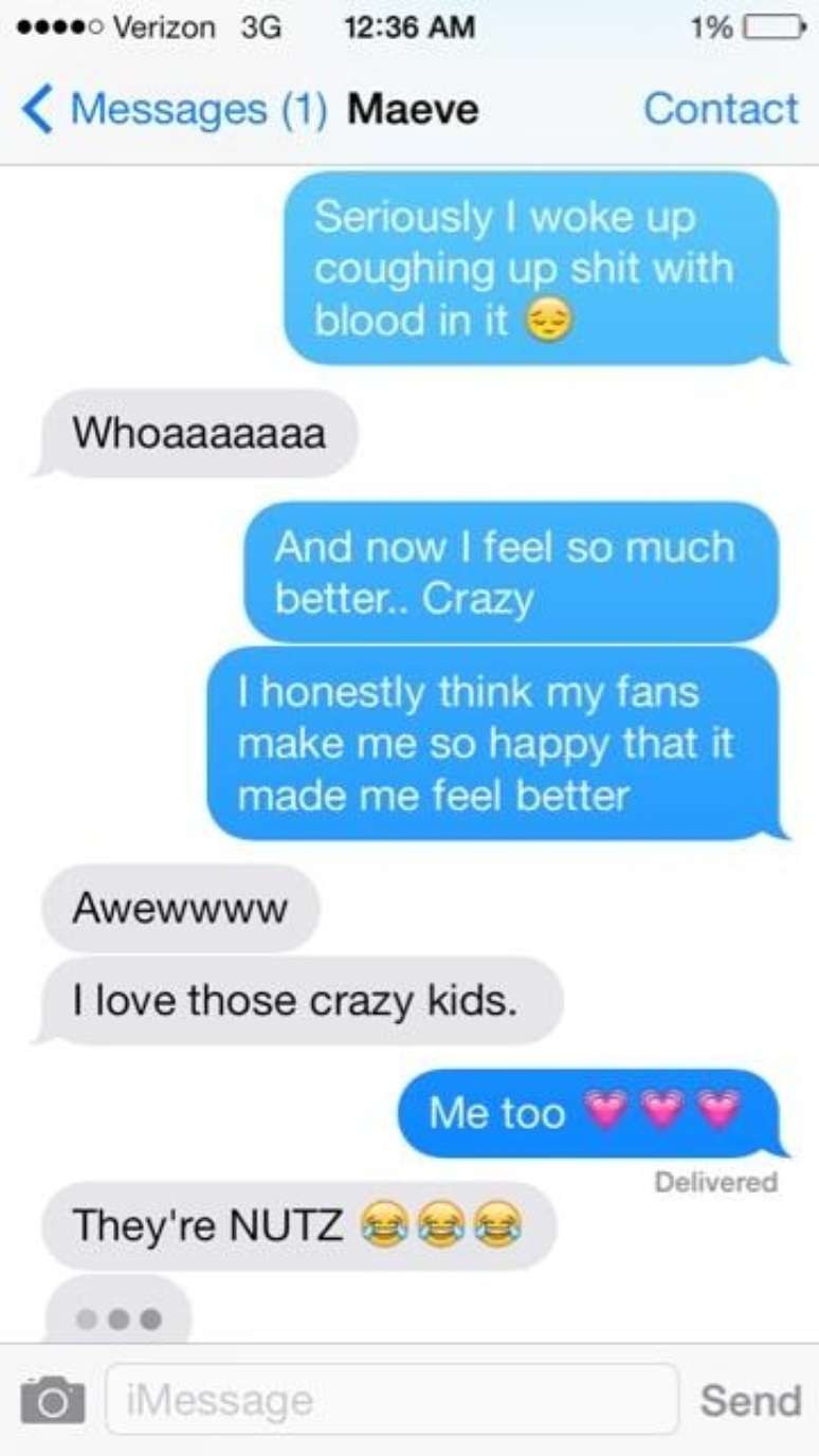 Print da conversa de Demi Lovato com uma amiga