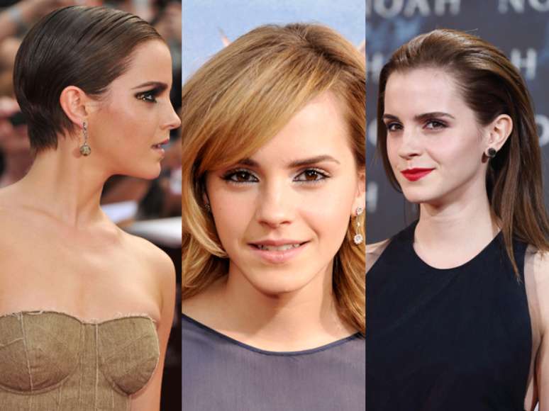 Emma Watson mostra que está sempre fashion, seja com um super curto, um médio ou um longo modelado com gel