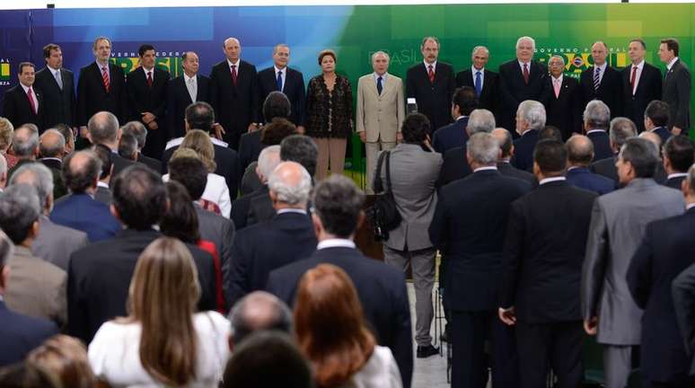 Cerimônia de posse aos novos ministros de Dilma em Brasília, nesta segunda-feira