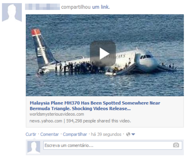 Campanha no Facebook promove falso vídeo da localização do avião da Malaysia Airlines