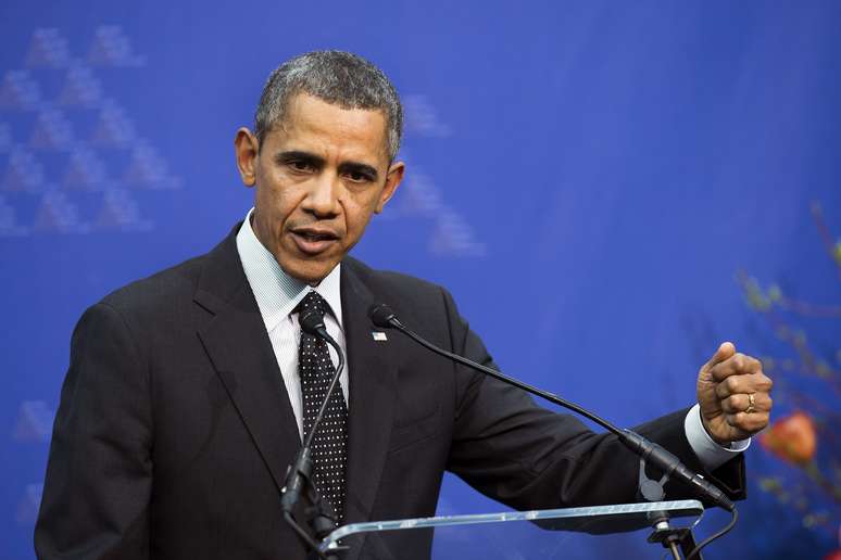 <p>Barack Obama durante conferência de imprensa após 3ª Cúpula sobre Segurança Nuclear, em Haia, Holanda, nesta terça-feira, 25 de março</p>